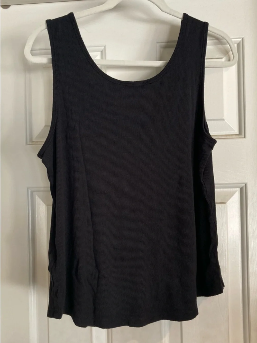 Liverpool Black Ribbed Button-Front Tank - Picture 2 of 8